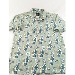 Maxx FM Hawaiian Shirt Men's Size Large Short Sleeve Button Up‎ Tropical Vintage